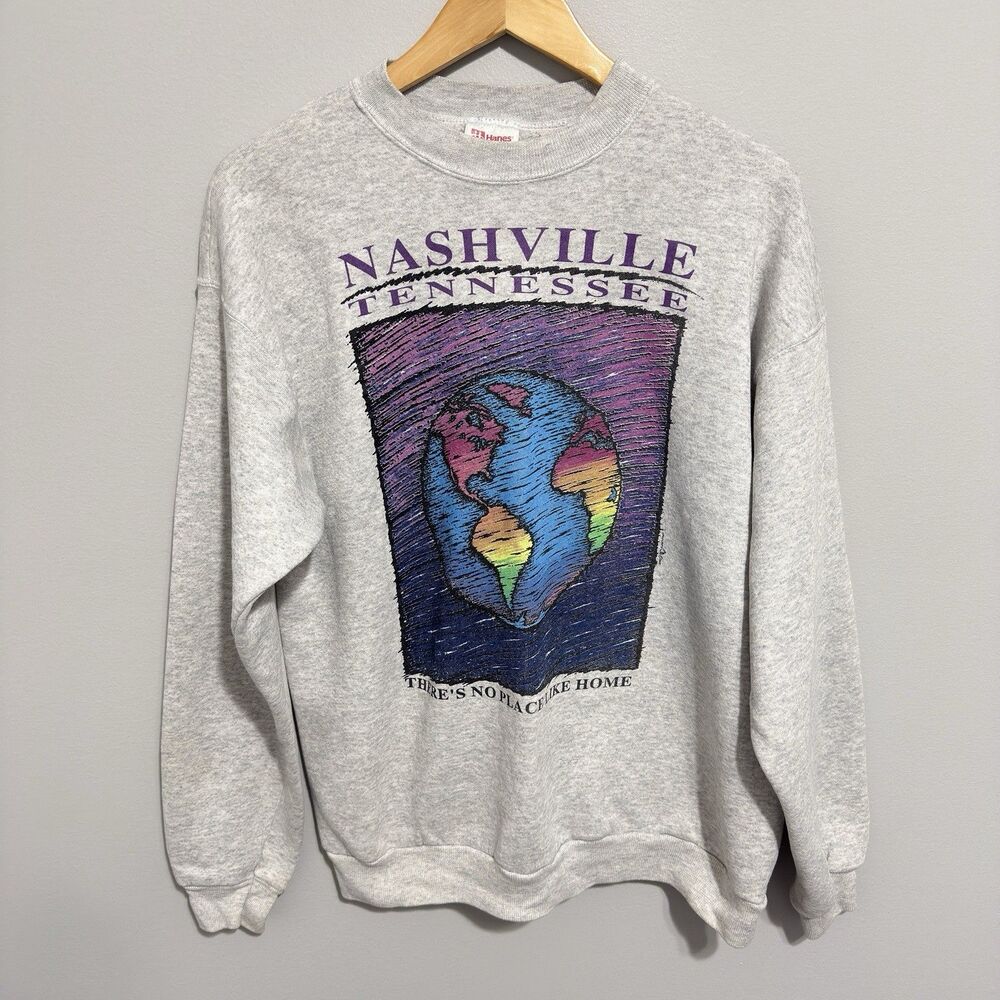 Vintage Nashville Graphic Sweatshirt XL Landmark Colorful 1990s